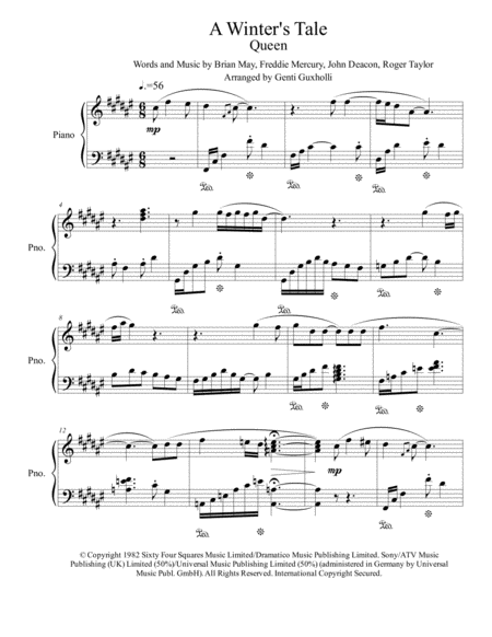 A Winters Tale Piano Solo Sheet Music