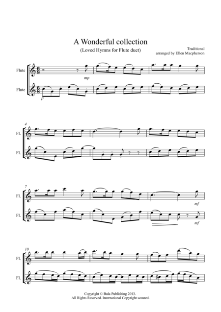 Free Sheet Music A Wonderful Collection Loved Hymns For 2 Flutes
