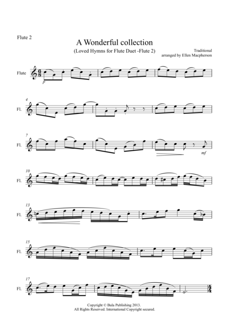 A Wonderful Collection Loved Hymns For Flute Duet Flute 2 Part Sheet Music