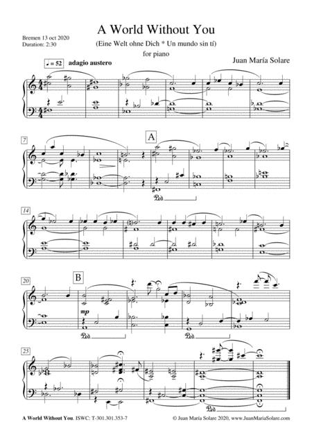 A World Without You Piano Solo Sheet Music