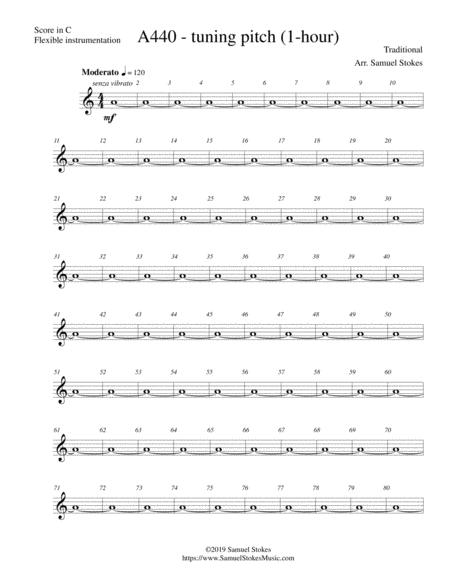 A440 Tuning Pitch 1 Hour Score In C For Flexible Instrumentation Sheet Music