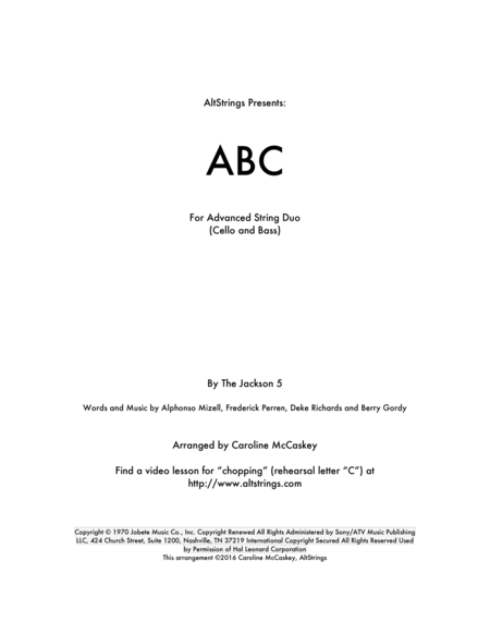 Abc Cello And Double Bass Duet Sheet Music