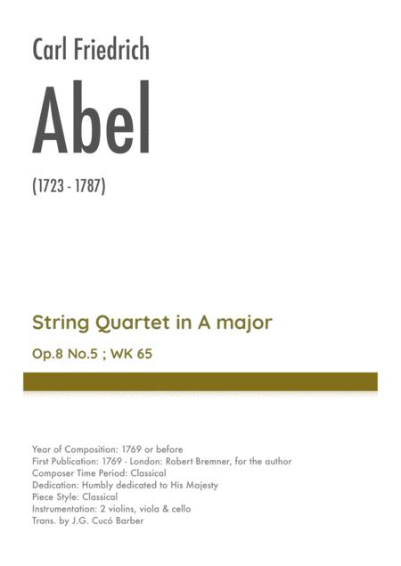 Free Sheet Music Abel String Quartet In A Major Op 8 No 5 Wk 65