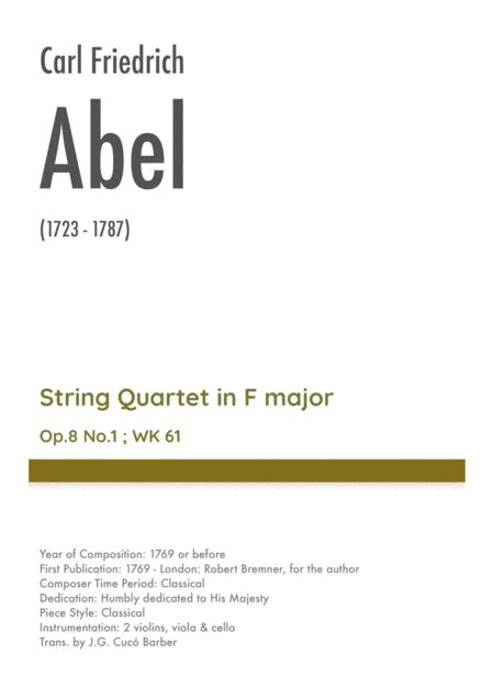 Abel String Quartet In F Major Op 8 No 1 Wk 61 Sheet Music