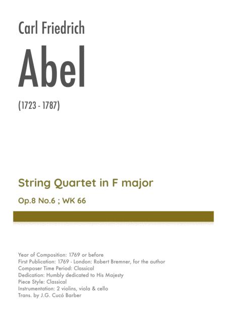 Free Sheet Music Abel String Quartet In F Major Op 8 No 6 Wk 66