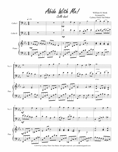 Abide With Me Cello Duet Sheet Music