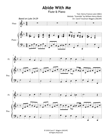 Free Sheet Music Abide With Me Flute Piano