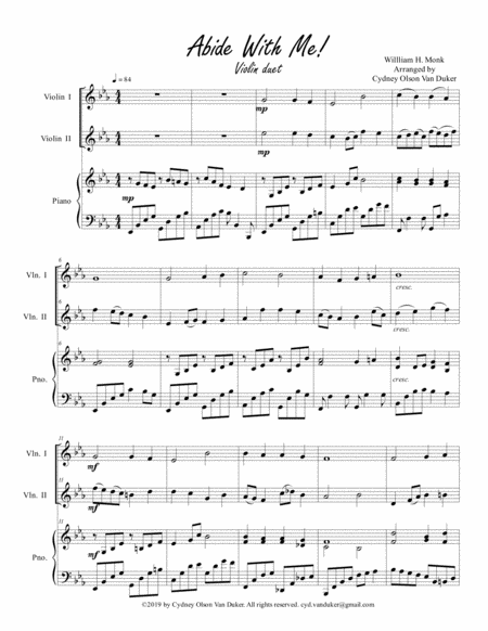 Abide With Me Violin Duet Sheet Music