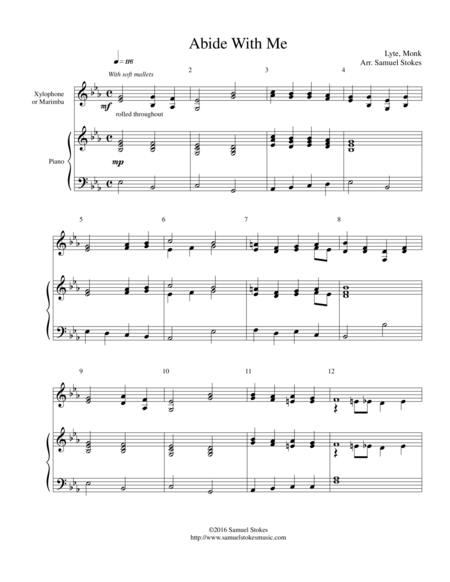 Abide With Me Xylophone Marimba With Piano Accompaniment Sheet Music