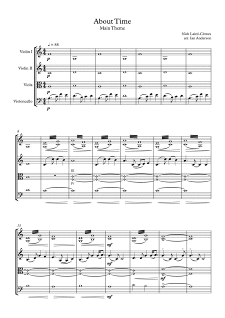 Free Sheet Music About Time Main Theme From The Film String Quartet