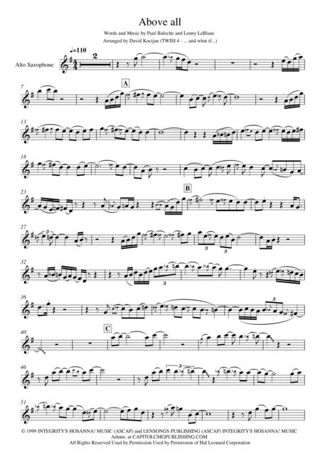 Free Sheet Music Above All Alto Saxophone