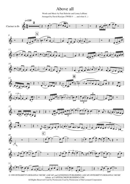 Above All Clarinet Sheet Music