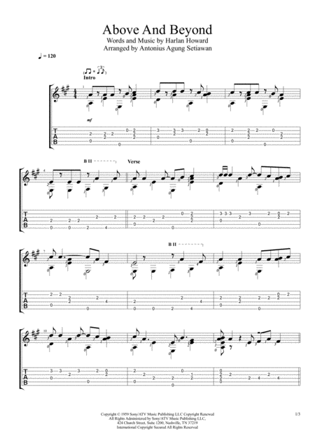 Above And Beyond Fingerstyle Guitar Solo Sheet Music