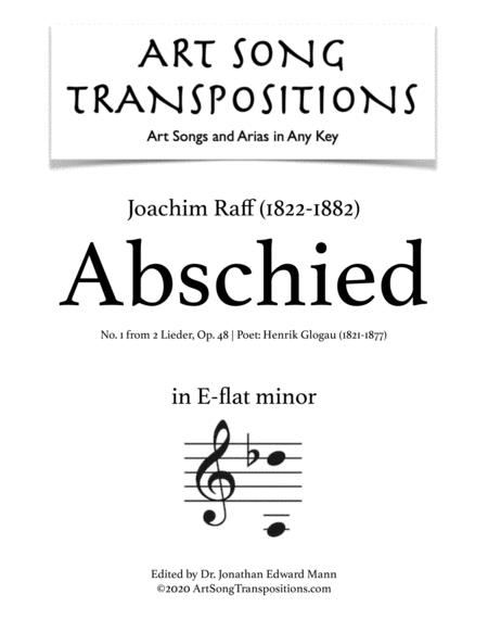 Abschied Op 48 No 1 Transposed To E Flat Minor Sheet Music