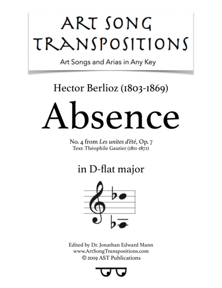 Absence Op 7 No 4 D Flat Major Sheet Music