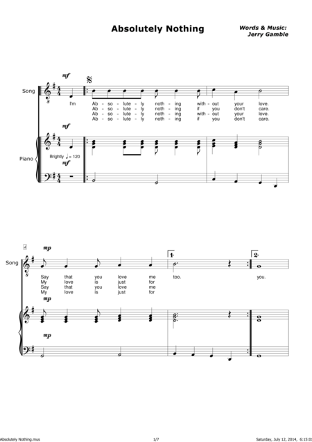 Absolutely Nothing Sheet Music