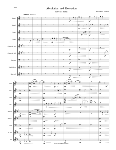 Absolution And Exultation For Wind Nonet Version 3 With Cor Anglais Part Sheet Music