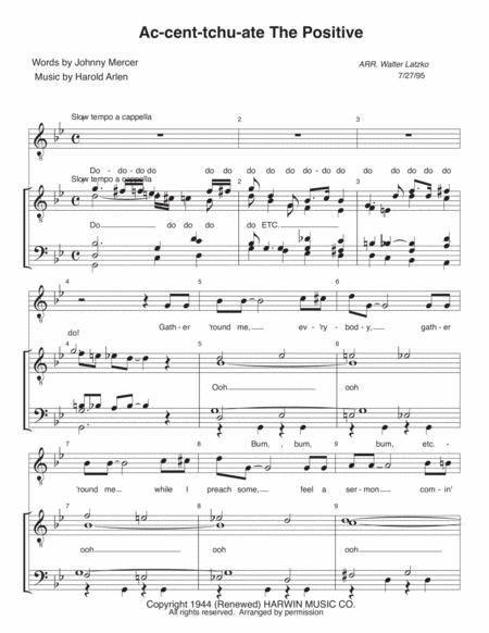 Free Sheet Music Ac Cent Tchu Ate The Positive