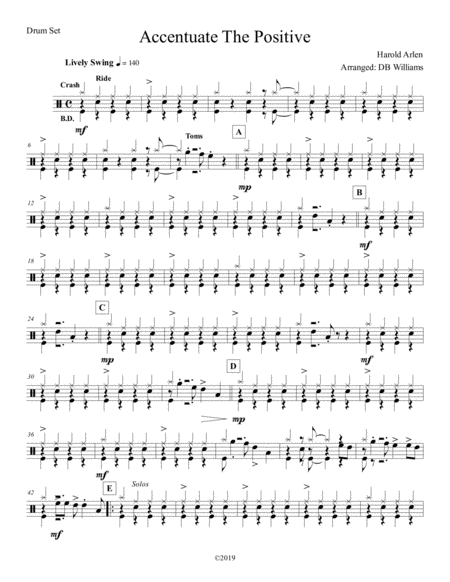 Free Sheet Music Accentuate The Positive Drum Set