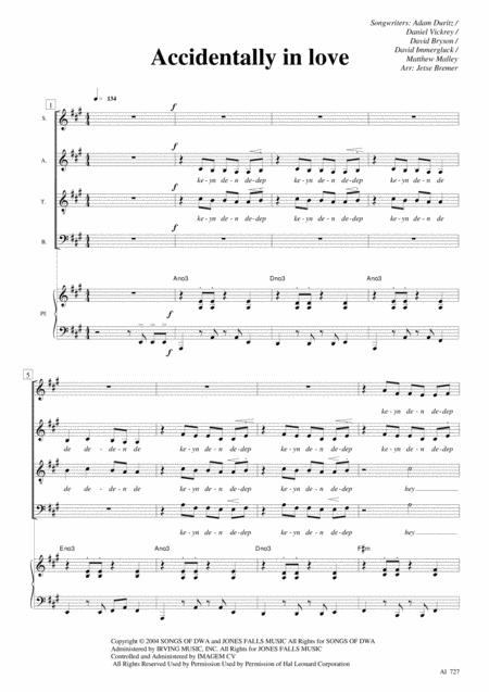 Accidentally In Love Satb Piano Sheet Music