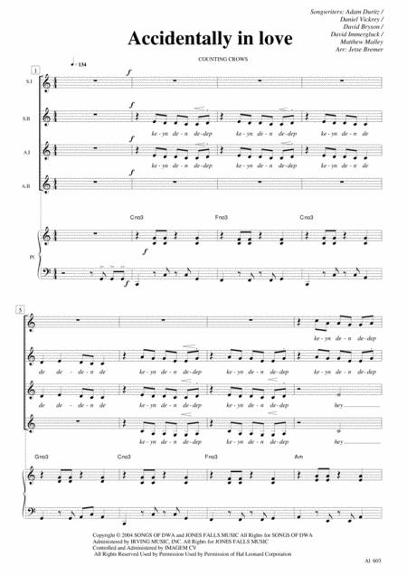 Accidentally In Love Ssaa Piano Sheet Music