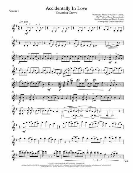 Accidentally In Love String Quartet Sheet Music