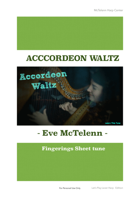 Accordeon Waltz For Beginner 34 Strings Harp Fingerings By Eve Mctelenn Only Score Sheet Music