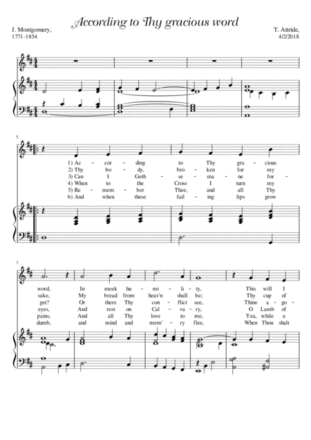 According To Thy Gracious Word Sheet Music