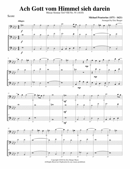 Ach Gott Vom Himmel Sieh Darein For Trombone Or Low Brass Trio Sheet Music