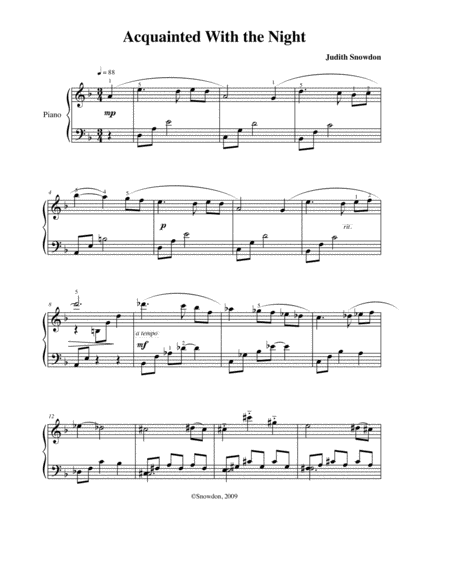 Free Sheet Music Acquainted With The Night