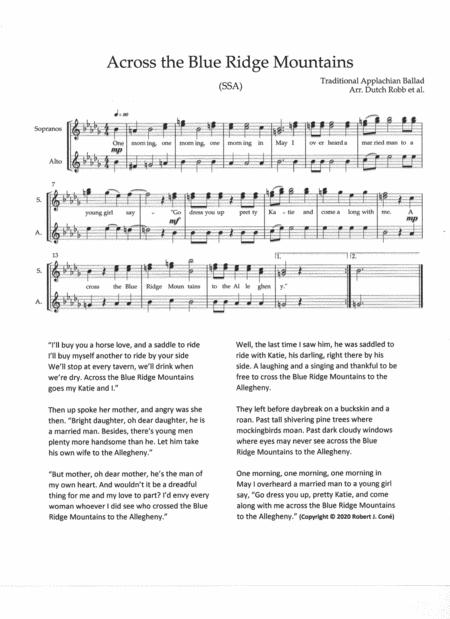 Free Sheet Music Across The Blue Ridge Mountains