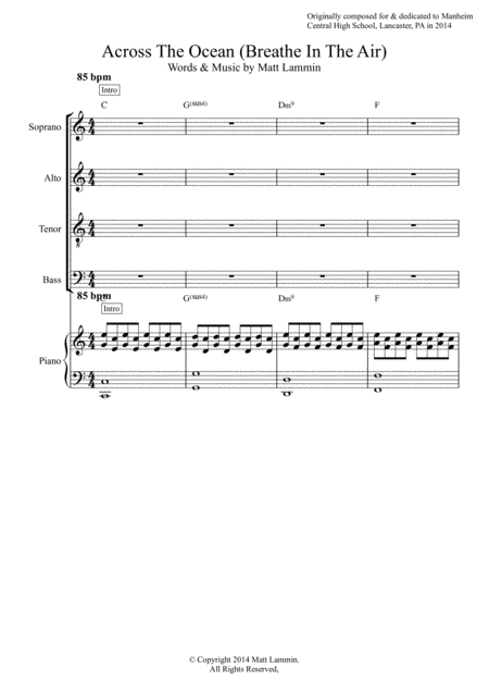 Free Sheet Music Across The Ocean Satb