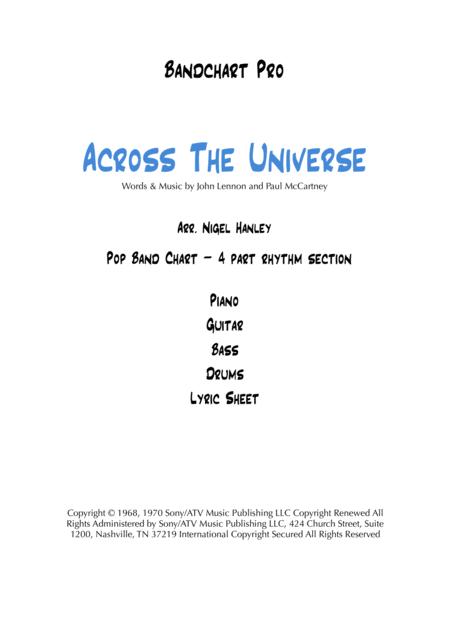 Across The Universe 4pc Pop Band Chart Sheet Music