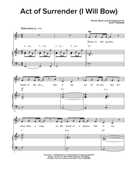 Act Of Surrender I Will Bow Sheet Music