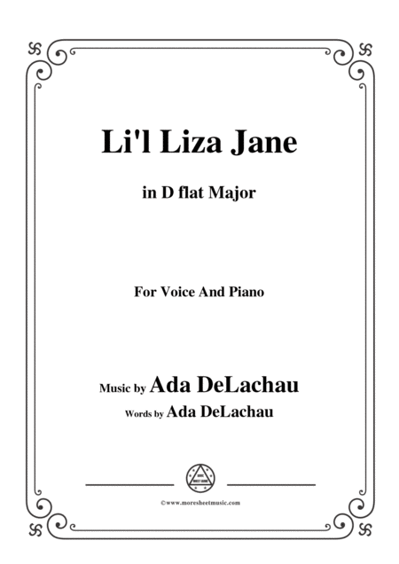 Free Sheet Music Ada Delachau Li L Liza Jane In D Flat Major For Voice And Piano