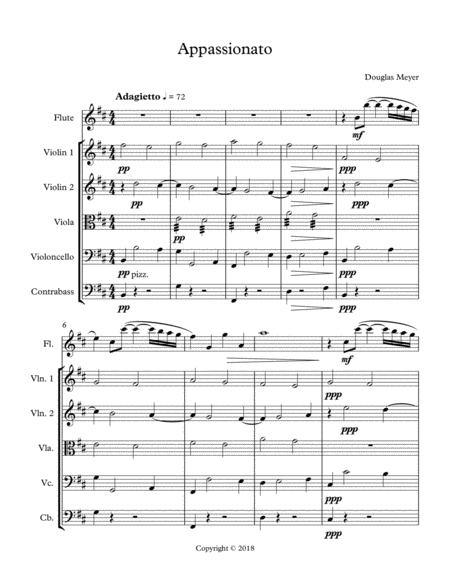 Free Sheet Music Adagietto For Flute And Strings Score And Parts