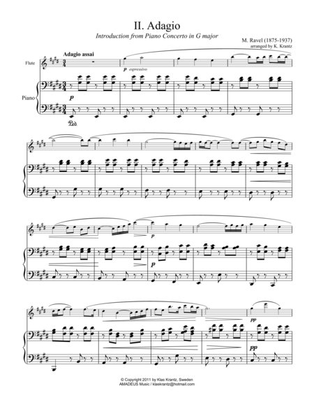 Adagio Assai For Flute Violin And Piano Abridged Sheet Music