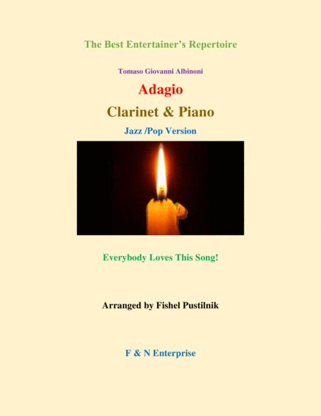 Adagio By Albinoni Piano Background For Clarinet And Piano Jazz Pop Version Sheet Music