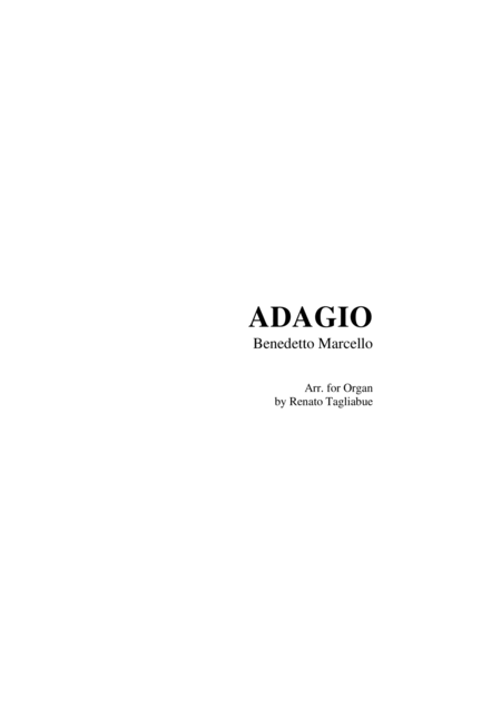 Adagio By Benedetto Marcello Arr For Organ Sheet Music