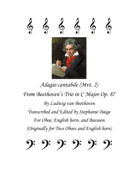 Free Sheet Music Adagio Cantabile Mvt 2 From Beethoven Trio In C Major Op 87 For Oboe English Horn And Bassoon