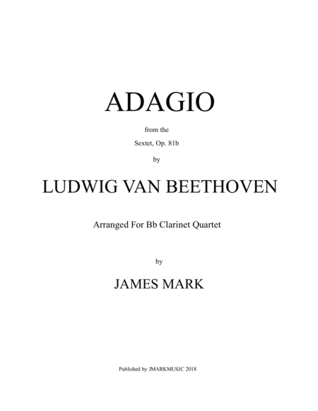 Adagio For Clarinet Quartet Sheet Music