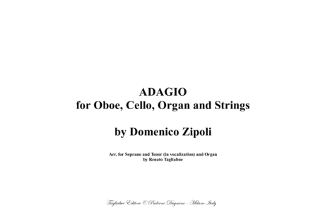 Adagio For Oboe Cello And String By Zipoli Arr For Soprano Tenor In Vocalization And Organ Sheet Music