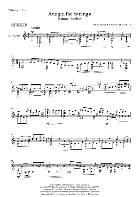 Free Sheet Music Adagio For Strings Op 11