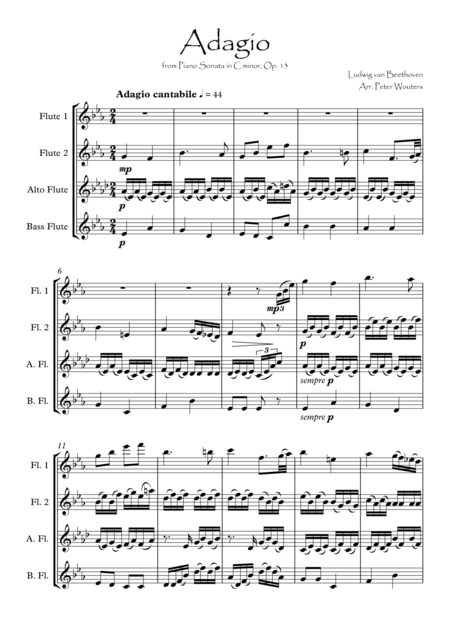 Adagio From Piano Sonata In C Minor Op 13 Sheet Music