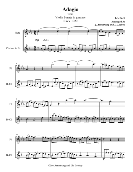 Free Sheet Music Adagio From Sonata In G Minor