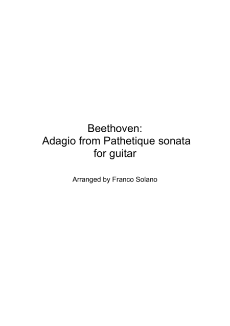 Adagio From Sonata Pathetiques Theme For Guitar Sheet Music