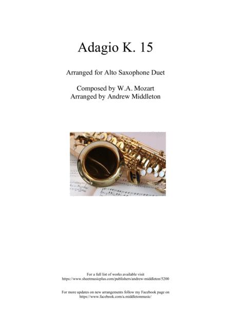 Free Sheet Music Adagio In D Arranged For Alto Saxophone Duet