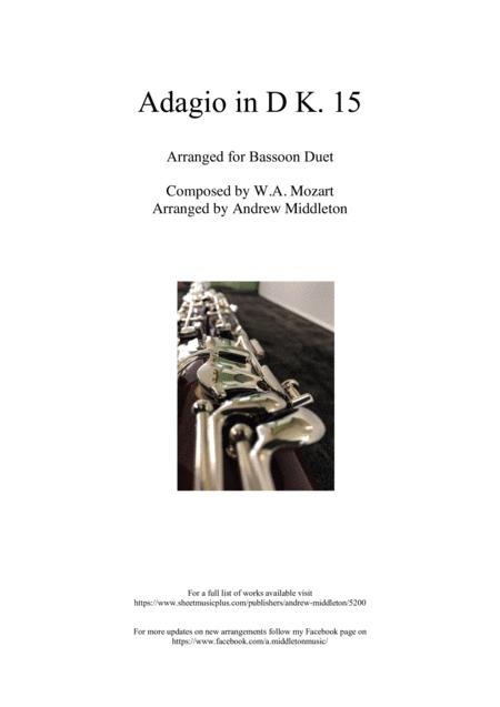 Free Sheet Music Adagio In D Arranged For Bassoon Duet