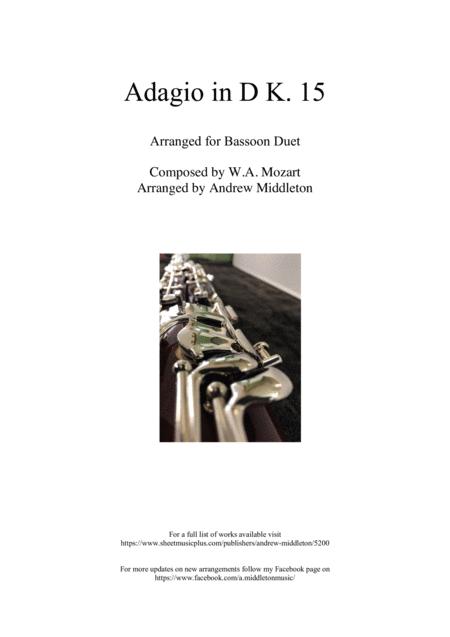 Adagio In D Arranged For Bassoon Duet Sheet Music