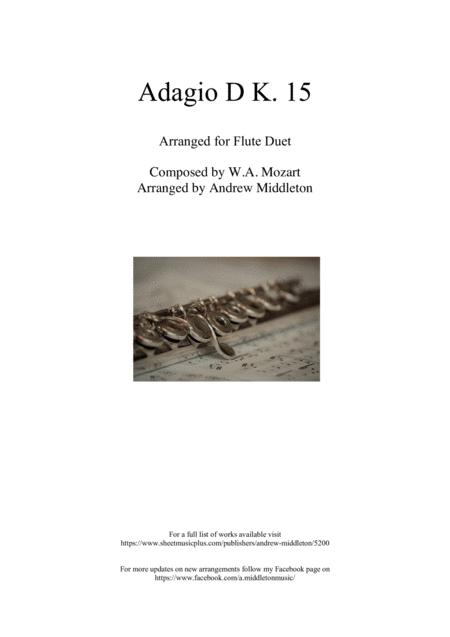 Free Sheet Music Adagio In D Arranged For Flute Duet